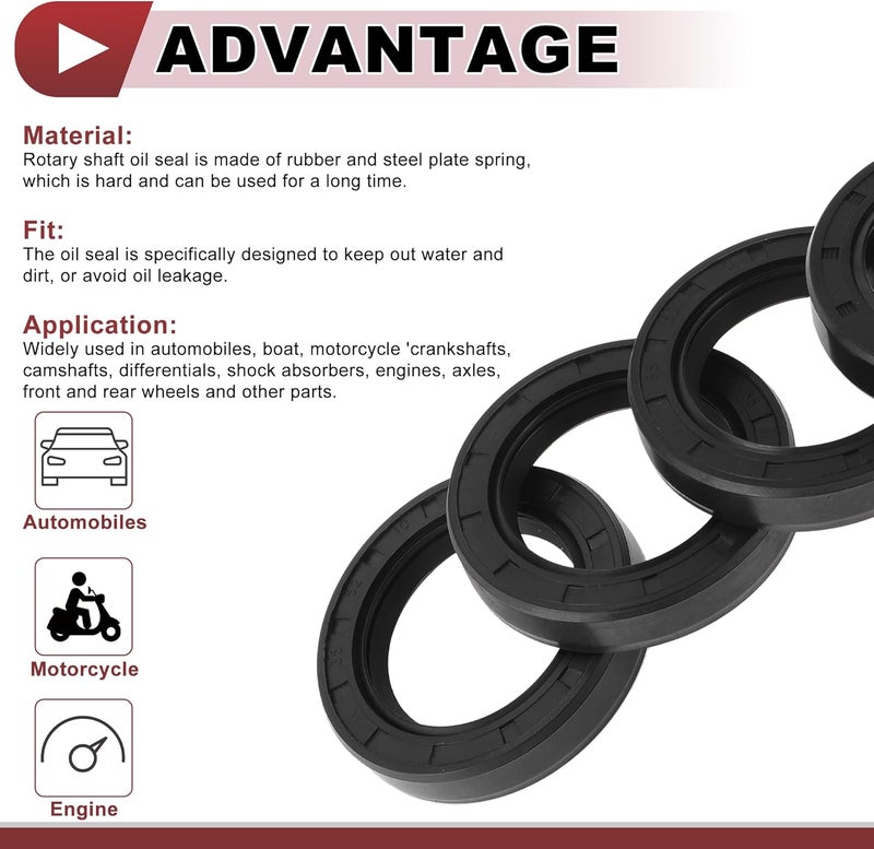 HEROFFIX 5 Pcs Rotary Shaft Seal High Pressure Oil Seal 35x52x10mm Black Nitrile 70 Durometer Rubber - Image 4